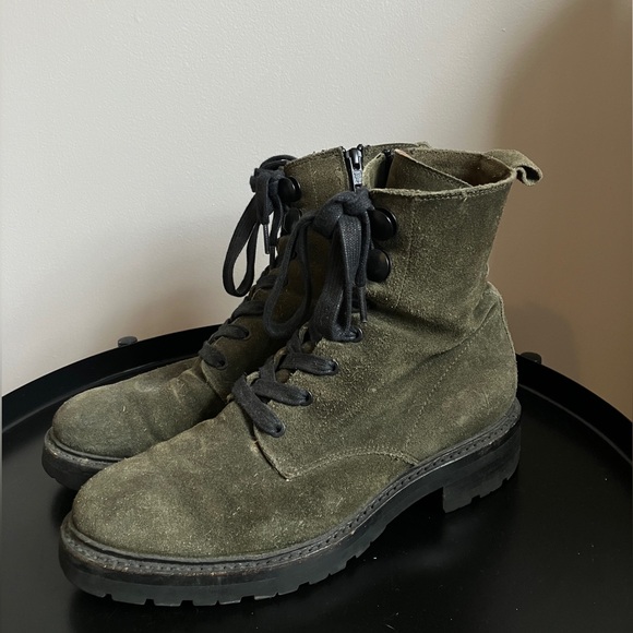 Frye Julie Hook Combat Boot - Forest Oiled Suede 8 - Picture 6 of 12